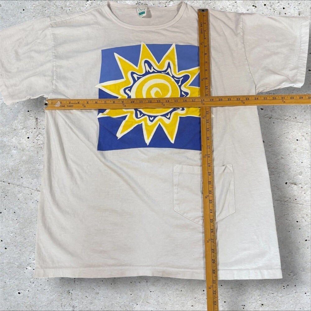 Vintage 90s Beach Bound Sun Graphic Pocket Tee Shirt Made In USA Single Stitch - Picture 9 of 9